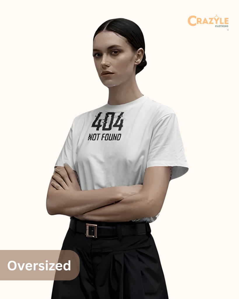 women's oversized 404 not found graphic printed tshirt