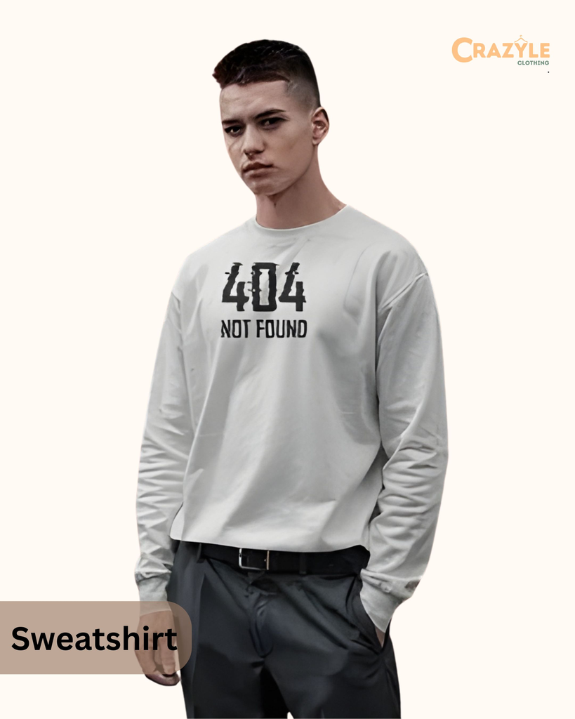 men's 404 not found graphic printed sweatshirt