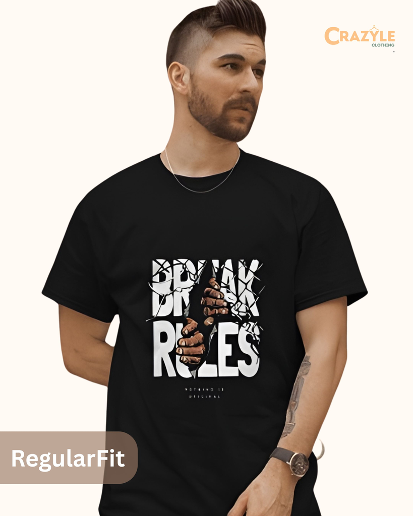 men's break rules graphic printed tshirt 3 colors