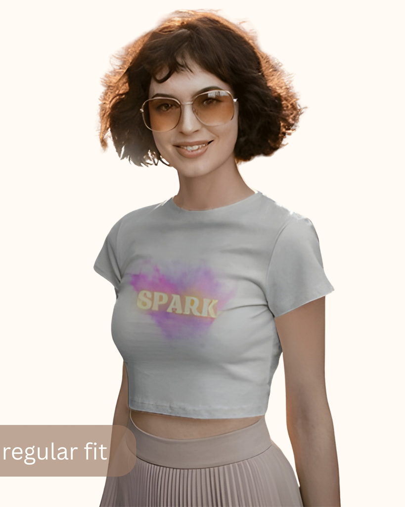 Women's Spark Graphic Printed Croptop 2 Colors black and white
