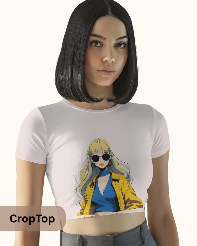 women's girl anime graphic printed croptop 2 colors