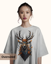women's oversize deer graphic printed tshirt 2 colors