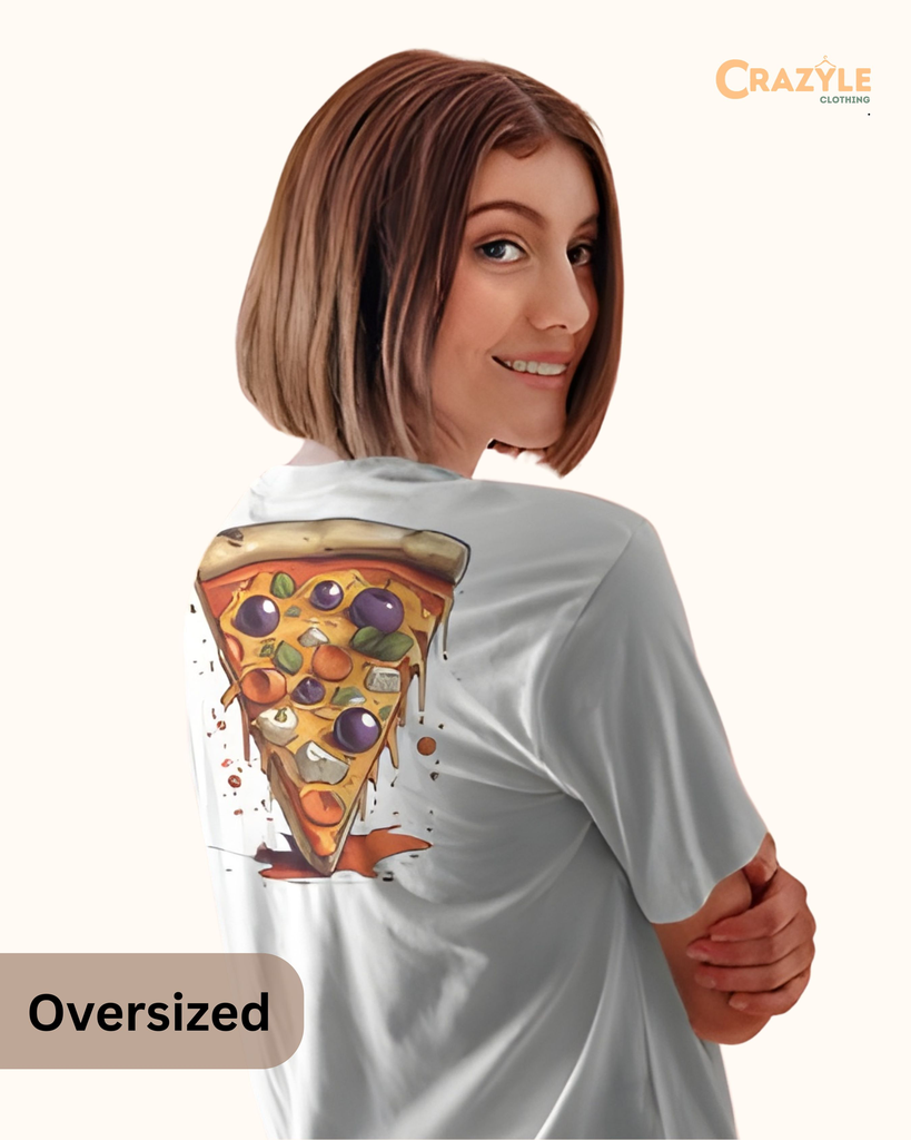 women's oversize pizza graphic printed tshirt 2 colors