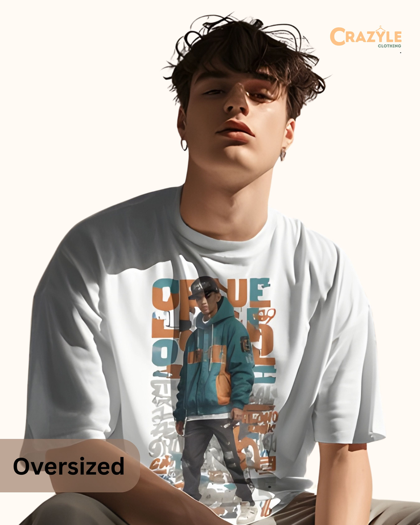 men's oversize graphic printed tshirt 2 colors