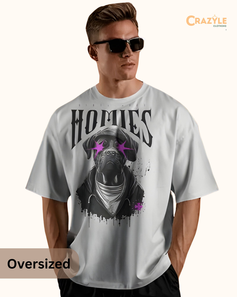 men's oversized homies graphic printed tshirt 3 colors