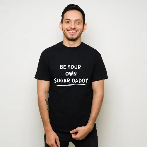Men's Blue Be Your Own Sugar Daddy Typography T-shirt