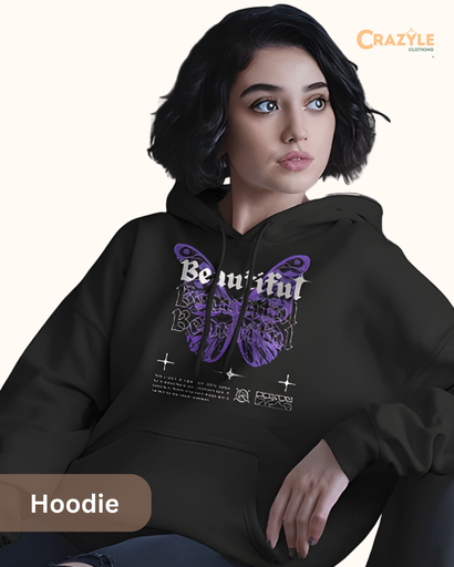 women's butterfly graphic printed hoodie
