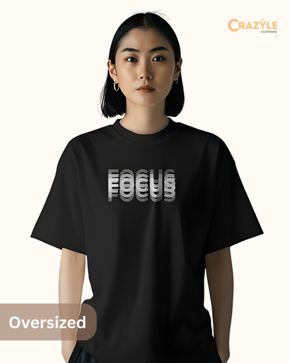 unisex oversized focus graphic printed tshirt black