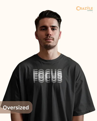 unisex oversized focus graphic printed tshirt black