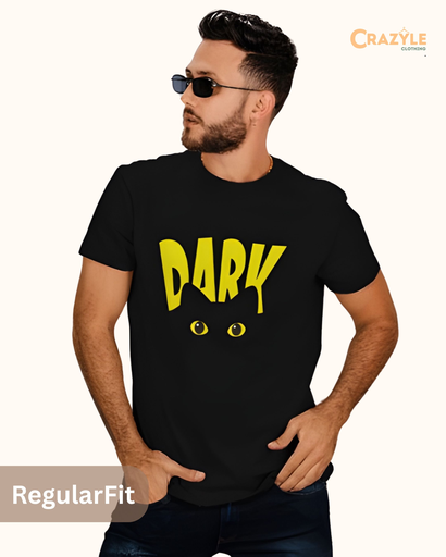 men's black dark graphic printed tshirt