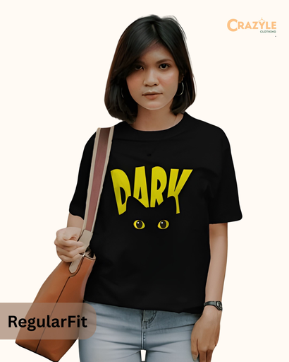 women's black dark graphic printed tshirt