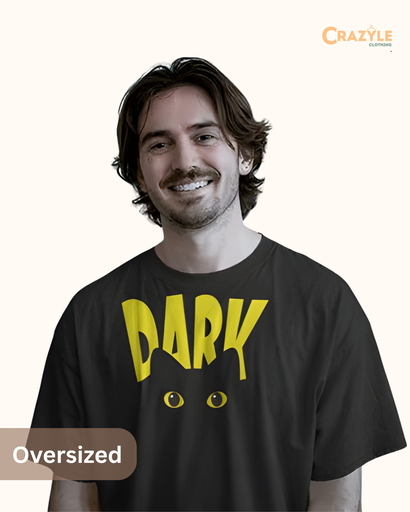 men's black oversized dark graphic printed tshirt