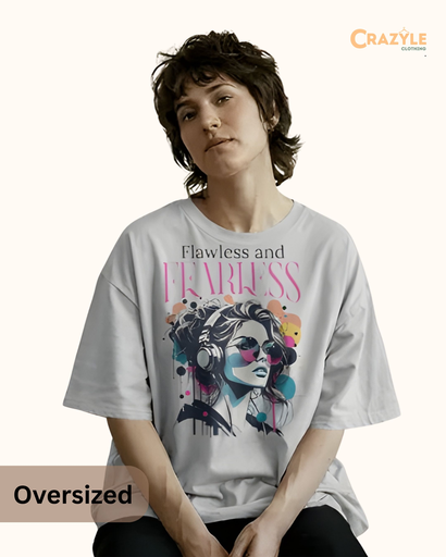 women's  oversized fearless women graphic printed tshirt 2 colors