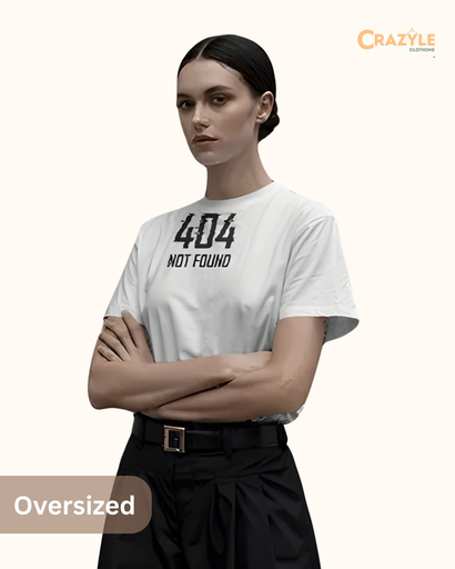 women's oversized 404 not found graphic printed tshirt