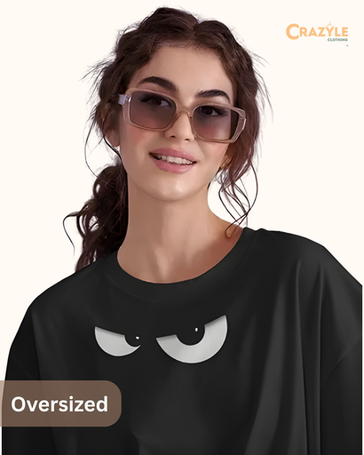 women's oversized eyes graphic printed tshirt