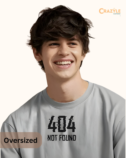 men's oversized 404 not found graphic printed tshirt