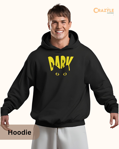 men's black dark graphic printed hoodie