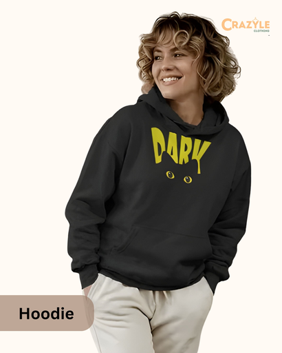 women's black dark graphic printed hoodie