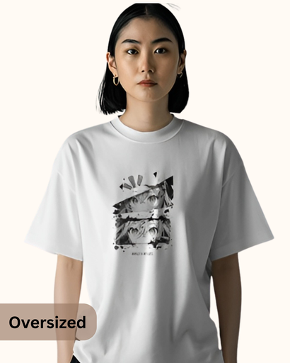 Women's White Oversize Anime Graphic Printed Tshirt
