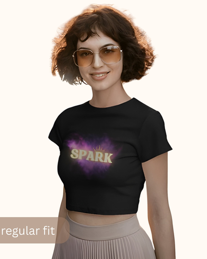 Women's Spark Graphic Printed Croptop 2 Colors black and white