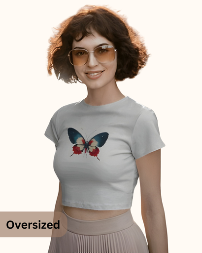 Women's Butterfly graphic printed croptop 2 colors black and white