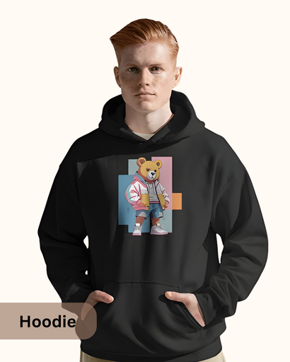 men's panda graphic printed hoodies 2 colors