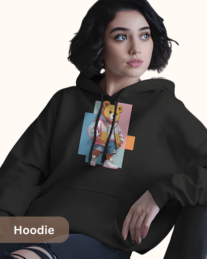 women's panda graphic printed hoodie
