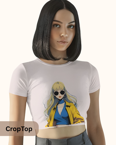 women's girl anime graphic printed croptop 2 colors