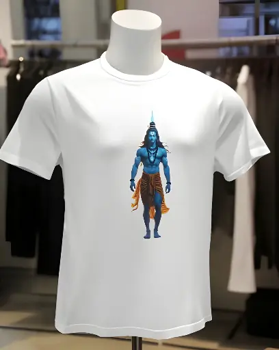 unisex white shivji graphic printed tshirt