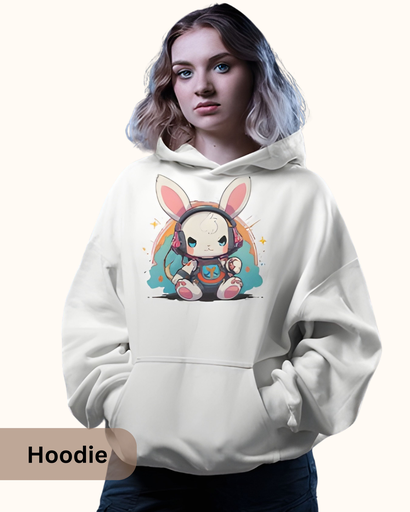 women's rabit graphic printed hoodies 3 colors