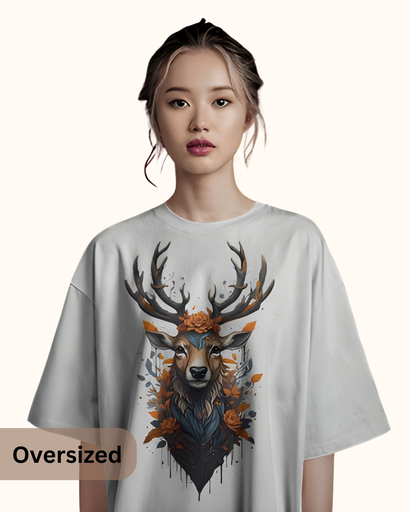 women's oversize deer graphic printed tshirt 2 colors