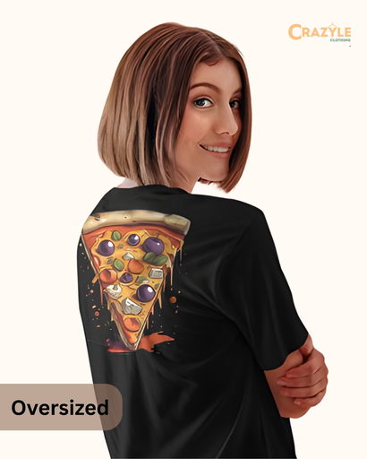 women's oversize pizza graphic printed tshirt 2 colors