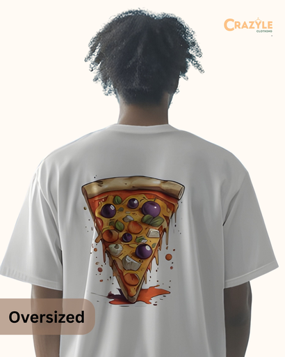 men's oversize pizza graphic printed tshirt 2 colors
