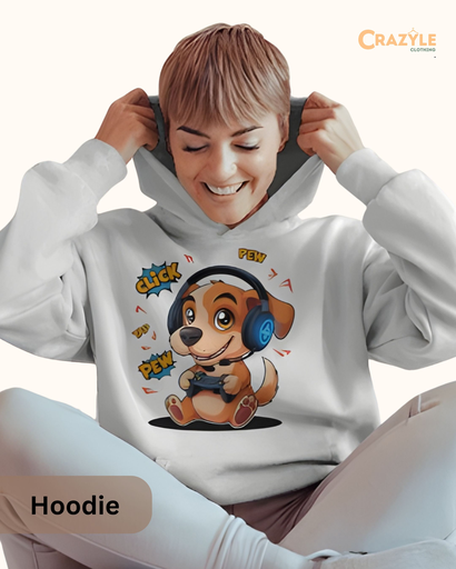 unisex dog gamer graphic printed hoodie 2 colors