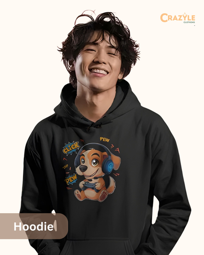 unisex dog gamer graphic printed hoodie 2 colors
