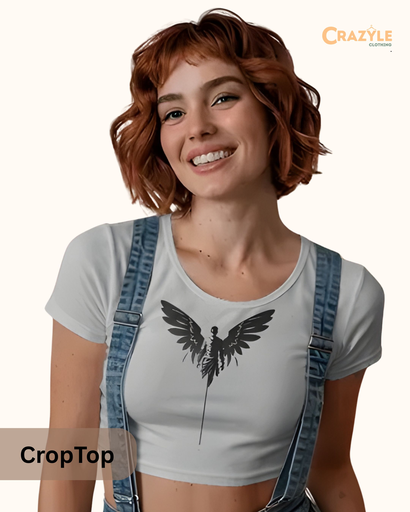 women's free man graphic printed croptop