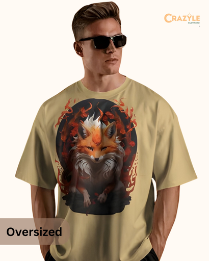 men's oversized wolf graphic printed tshirt 3 colors