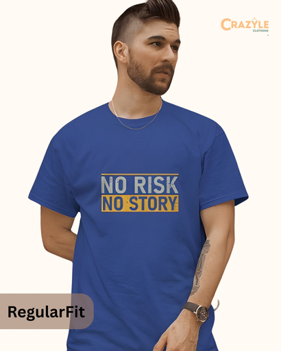 men's no risk no story typography tshirt 2 colors